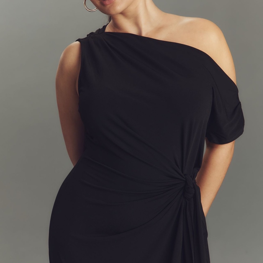 Anthropologie Eloquii Plus One-Shoulder drop tie front midi dress